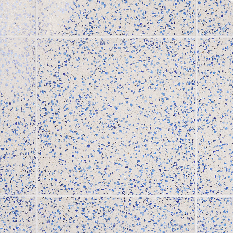 Veritas Terrazzo 16X16 Polished Terrazzo Tile, Blue/Beige