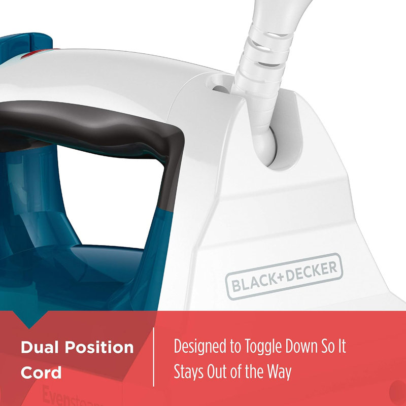 Compact Blue and White Non-Stick Steam Iron with Stainless Soleplate