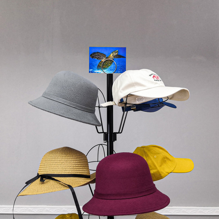 6-Tier 24 Hat Rotating Hat Display Rack Free Standing Headwear Wig Rack Metal Floor Rack for Caps Rebrilliant