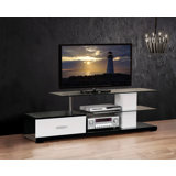TV Stand With 1 Drawer And Tempered Glass Top Shelf