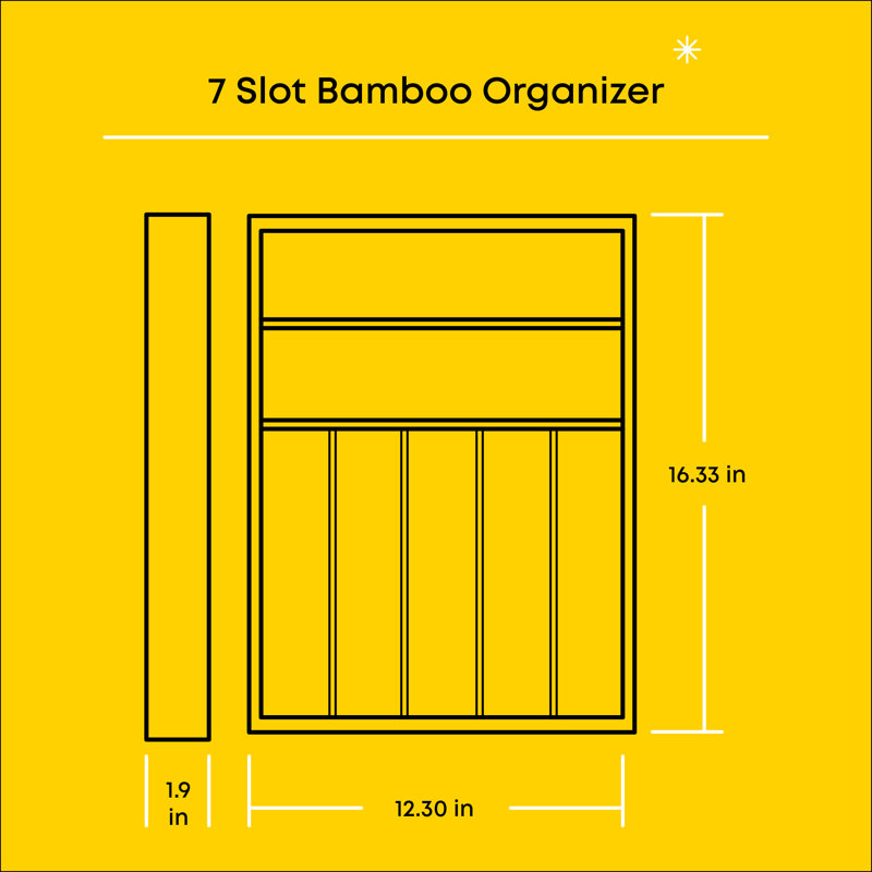 Natural Bamboo 7-Compartment Flatware Drawer Organizer