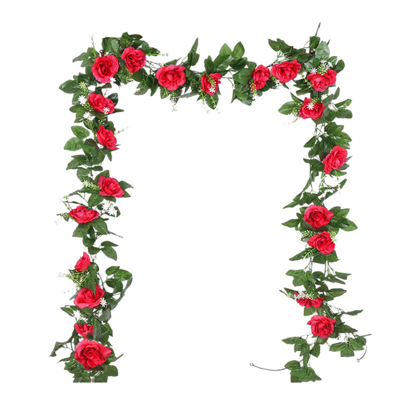 230 cm / 90,55 pouces Simulation 10 têtes de rose, ensemble de 2 pièces de vignes, décoration de la Saint-Valentin, décoration murale, décoration de table