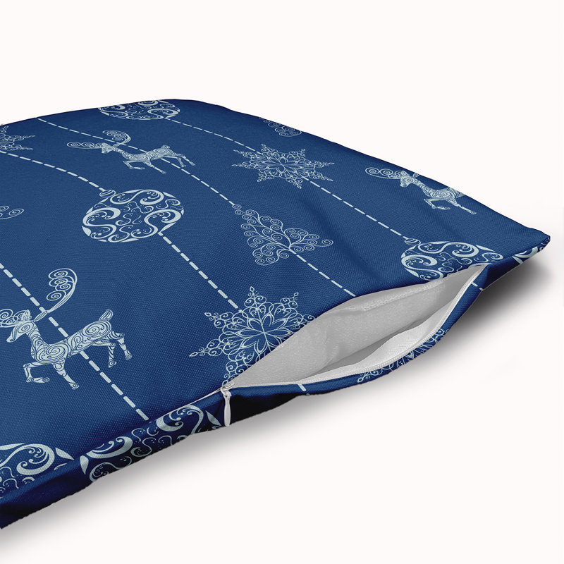 Christmas Lines Accent Pillow with Insert, 16" H x 16" W, Blue