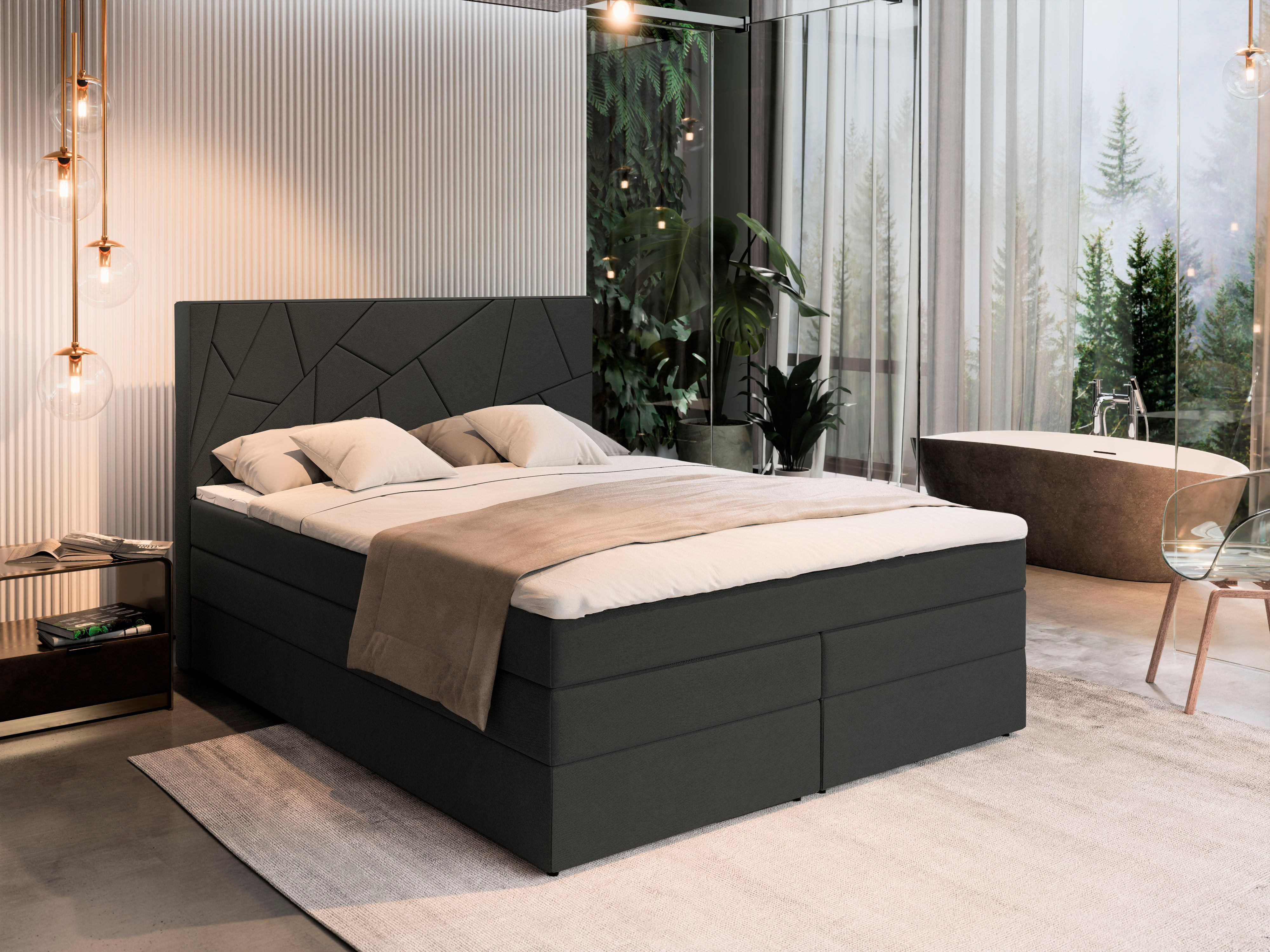 Ivy Bronx Boxspring Bed Dejuane 200cm with mattress and topper | Wayfair.ie