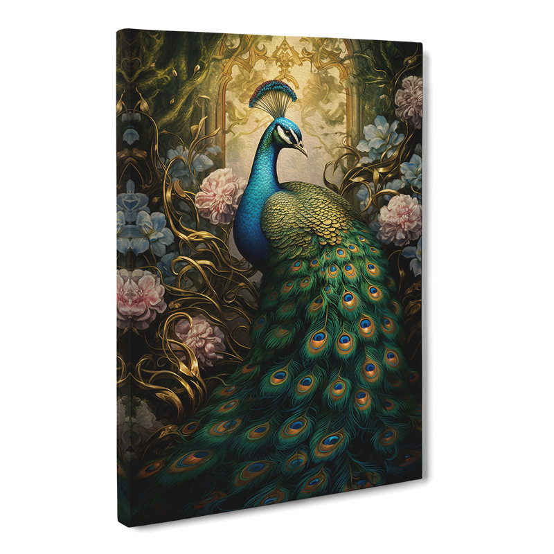 Peacock Victorian - Wrapped Canvas, 60cm H x 40cm W x 3cm D