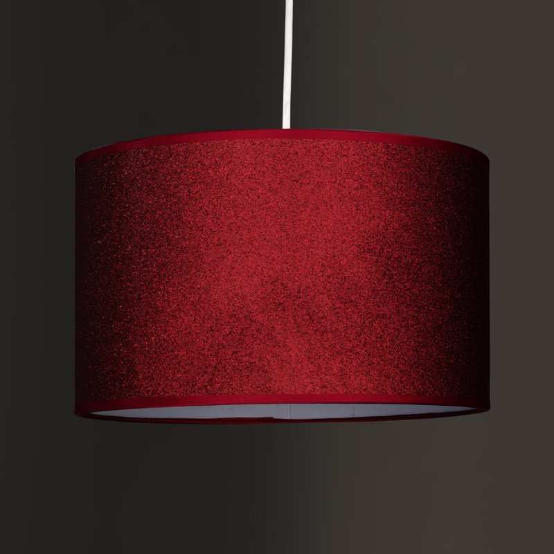 Shiny 20cm H Cotton Drum Pendant Shade ( Uno ), Red
