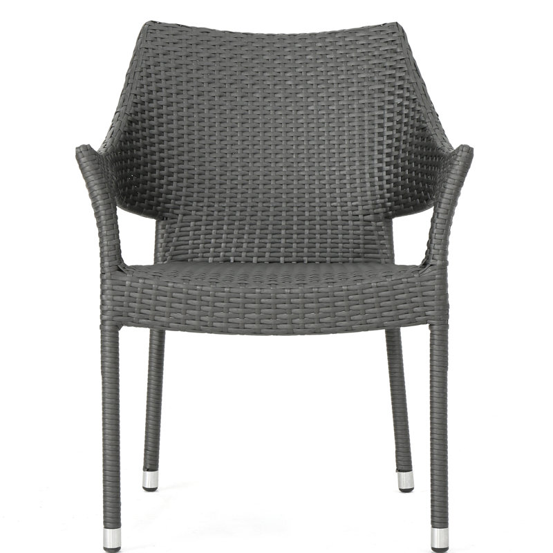 Of 4, Mirage Grey, Pe , Armchairs, Subtly Arched , , Comfortable 4 Pcs Grey Clean - Lined Frame And Seating, Stackable