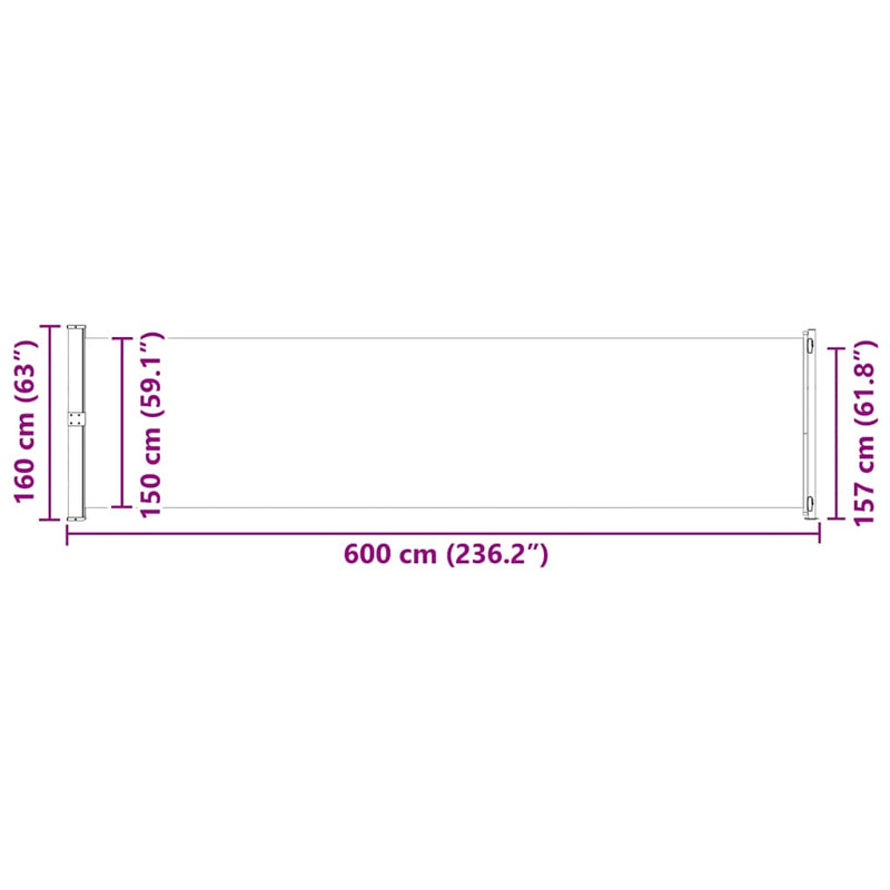 vidaXL Patio Retractable Side Awning 236.2"x63" Cream, Cream, 63" H x 236.2" W