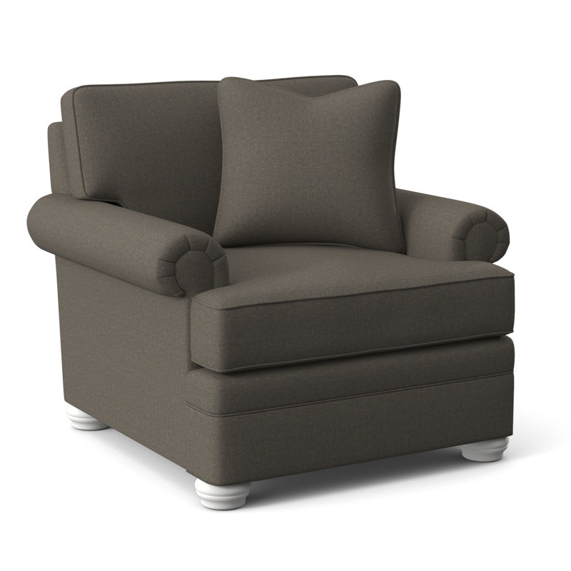 Fauteuil Kensington, Sunbrella beige à fines rayures; 6205-74, Finition blanc givré