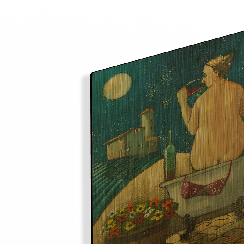 «Bath No. 2» par Ronald West, art mural en métal doré, 12 po x 12 po, 12 po x 12 po