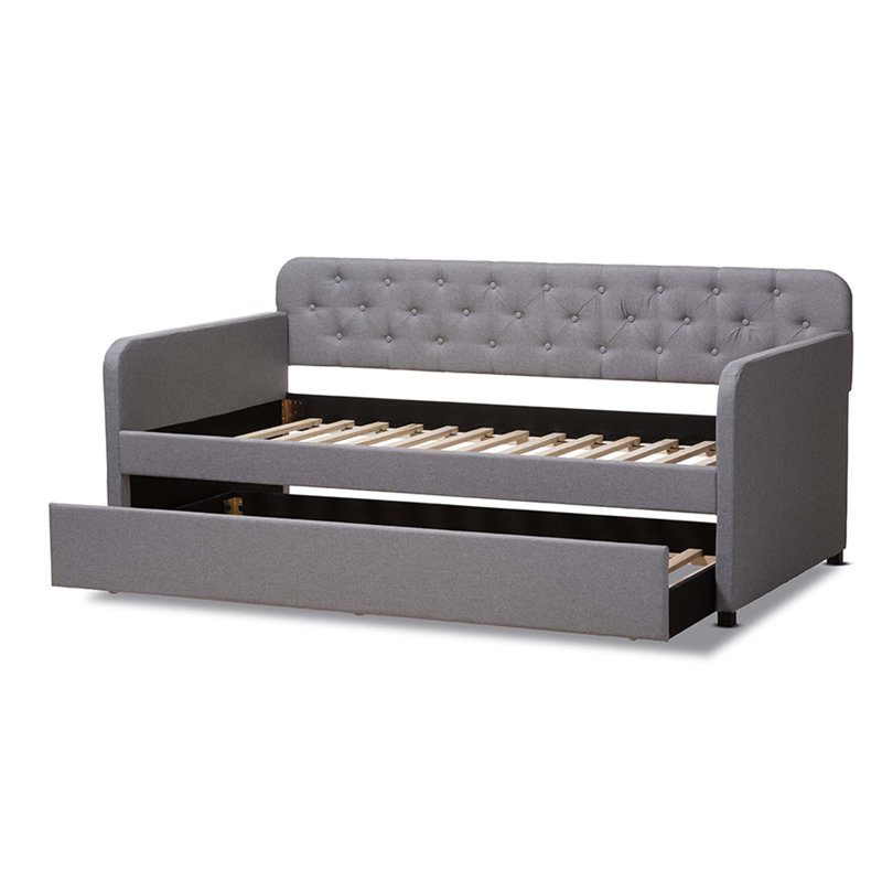 Lit de jour simple avec couchette Lotie, Gris clair