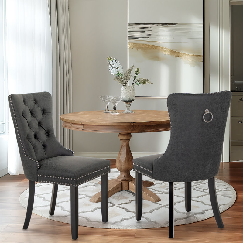 Chaise de salle à manger Albira, Beige gris / noyer