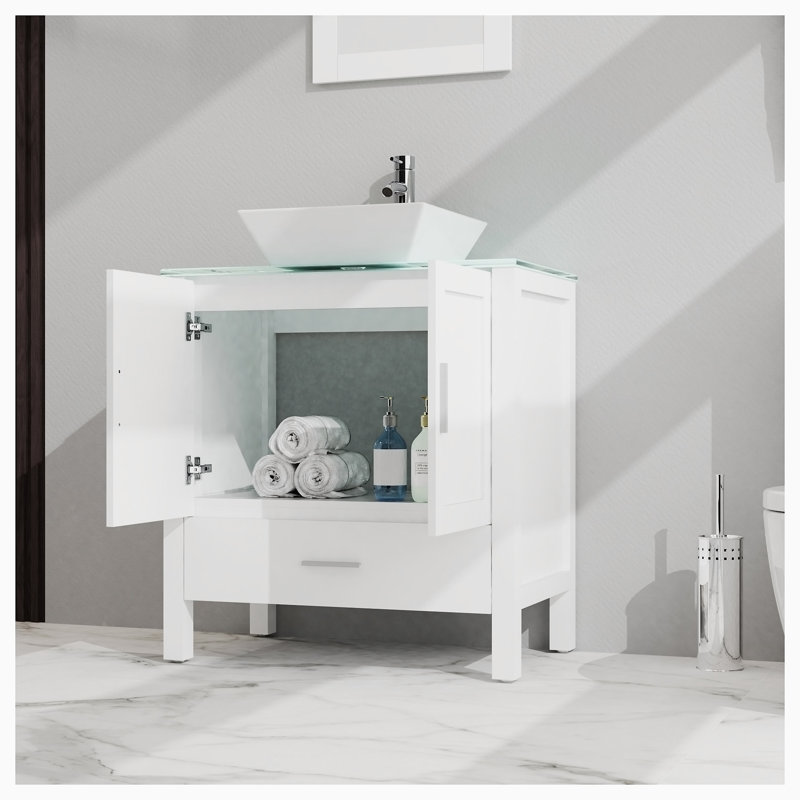 Meuble-lavabo simple avec plateau 30,00 Adifaah, Blanc