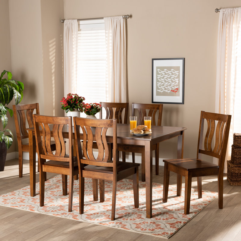 Four Leg Dining Set, Walnut Brown, Walnut Brown, 29.13" H x 59.06" L x 35.43" W
