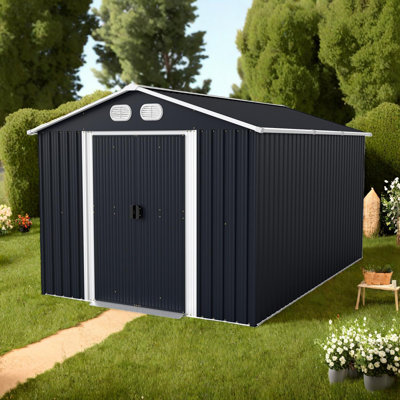 Remise de rangement extérieure en métal 8 x 12 pi avec porte verrouillable et ventilation