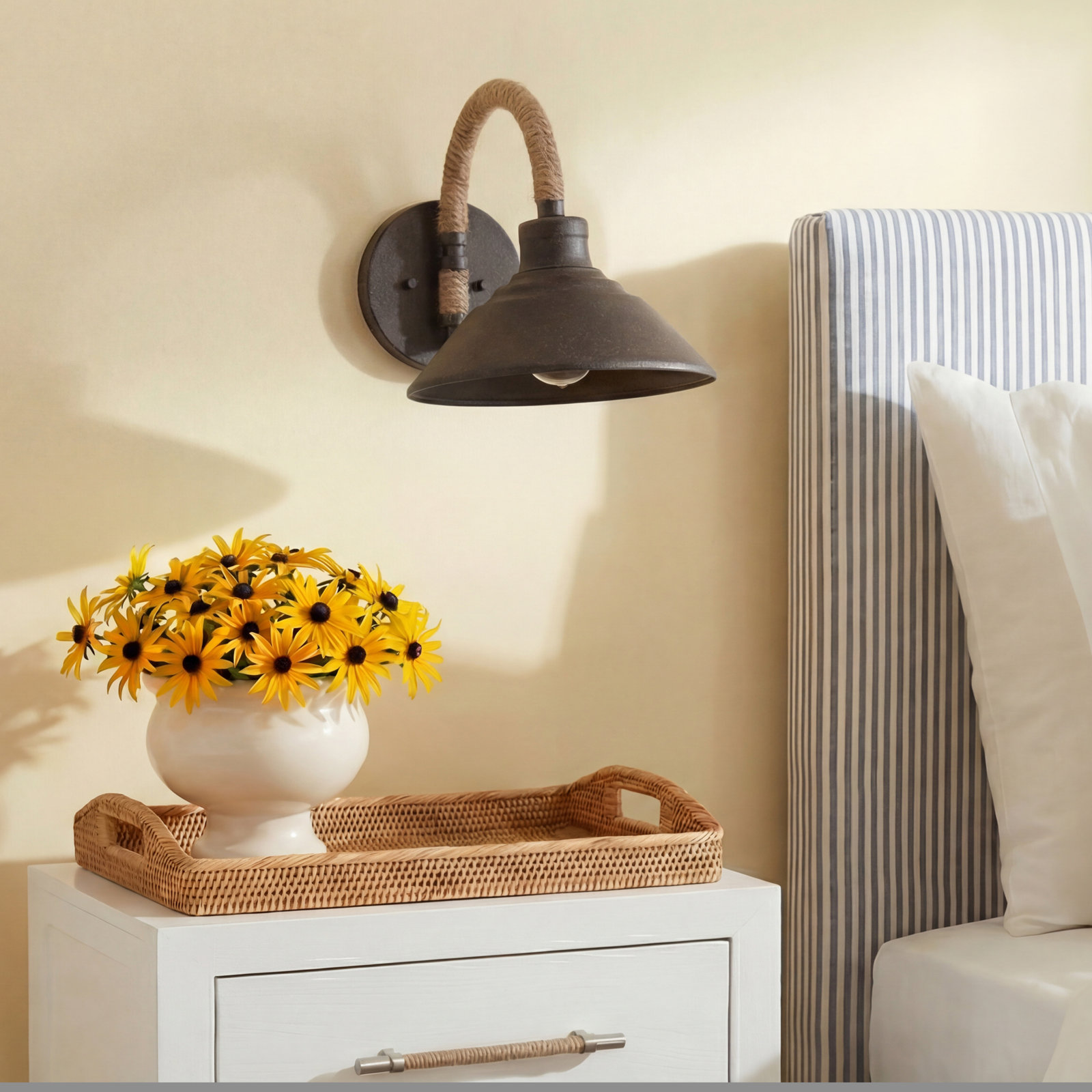 Reesie Single Light Dimmable Spotlight Sconce, Natural Black