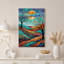 «Autumn Trees» et «Orange Moon» sur toile de sarcelle Hills, art mural-1884271786