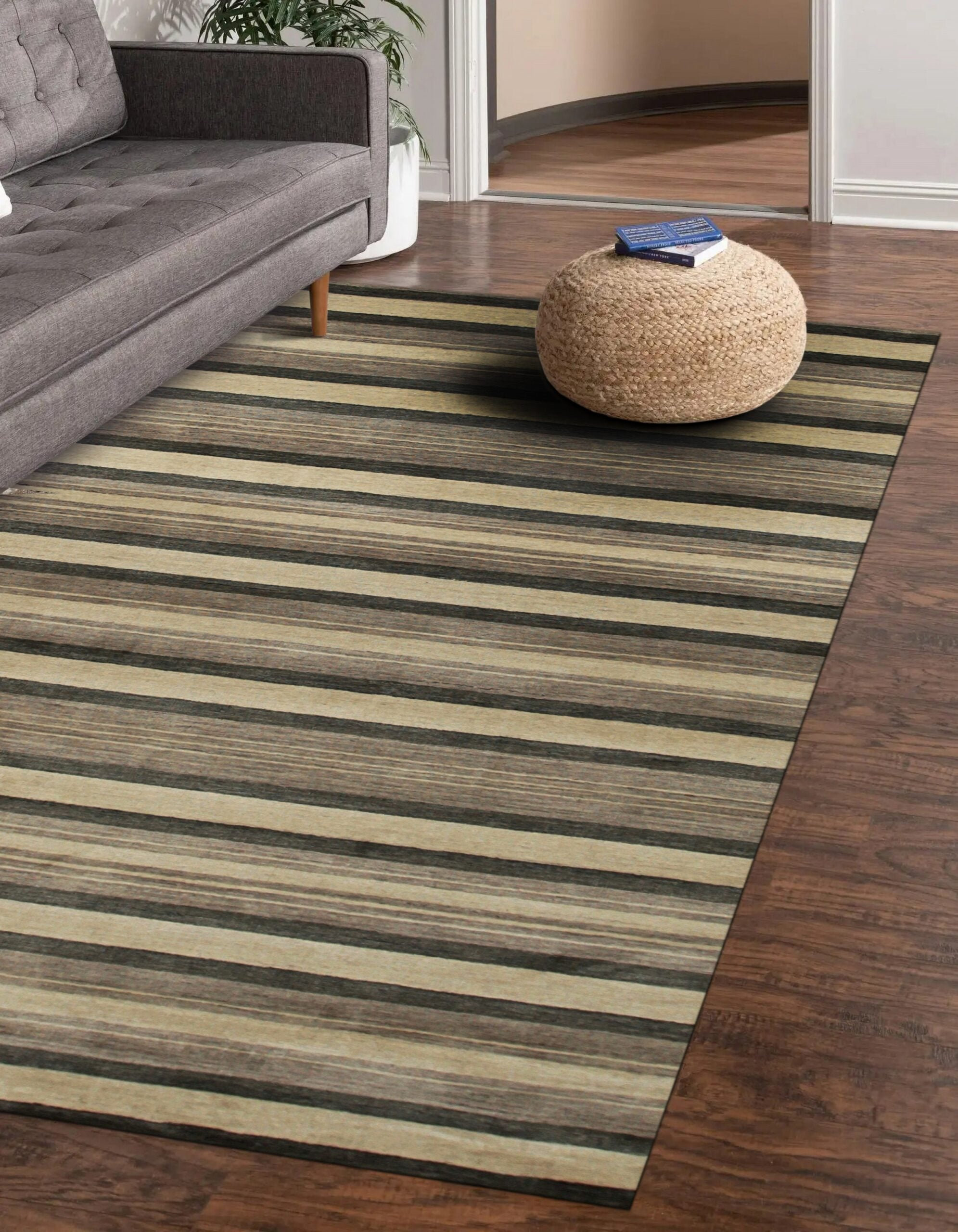 Carpeted Rug Rugs On Net 5x8 Multicolor Hand-Knotted Wool Grounded Earth Tones ...
