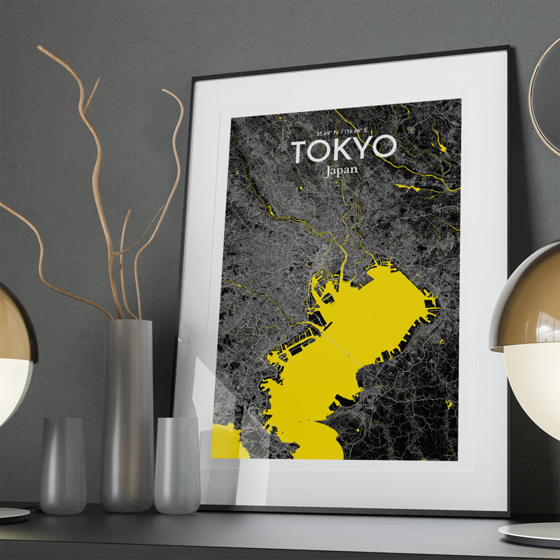 Tokyo City Map in Times 1 Piece Wall Art, 36cm H x 24cm W x 0.05cm D