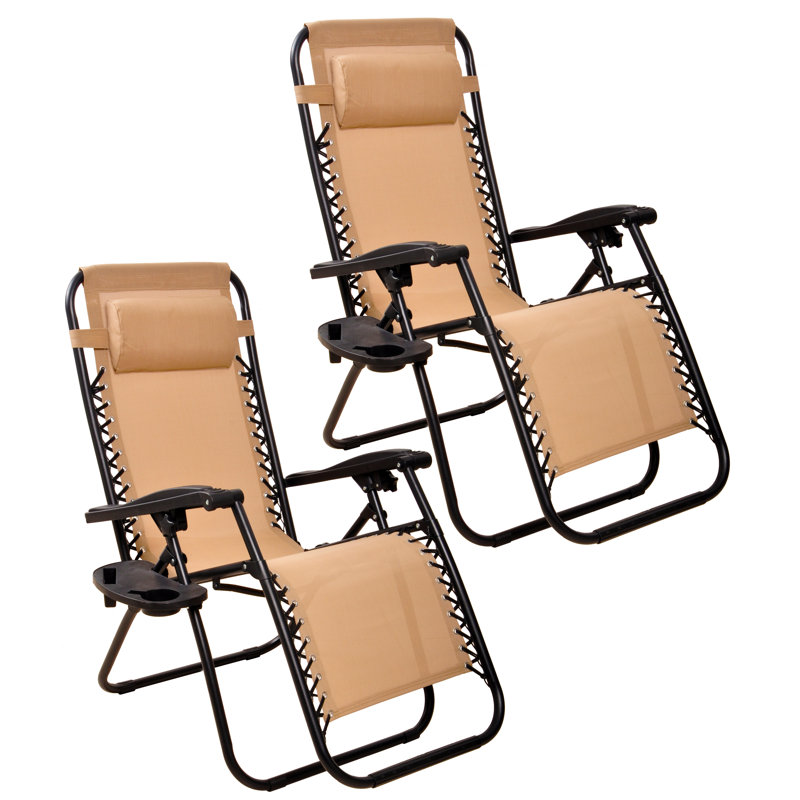 Braeley Folding Zero Gravity Chair, Beige