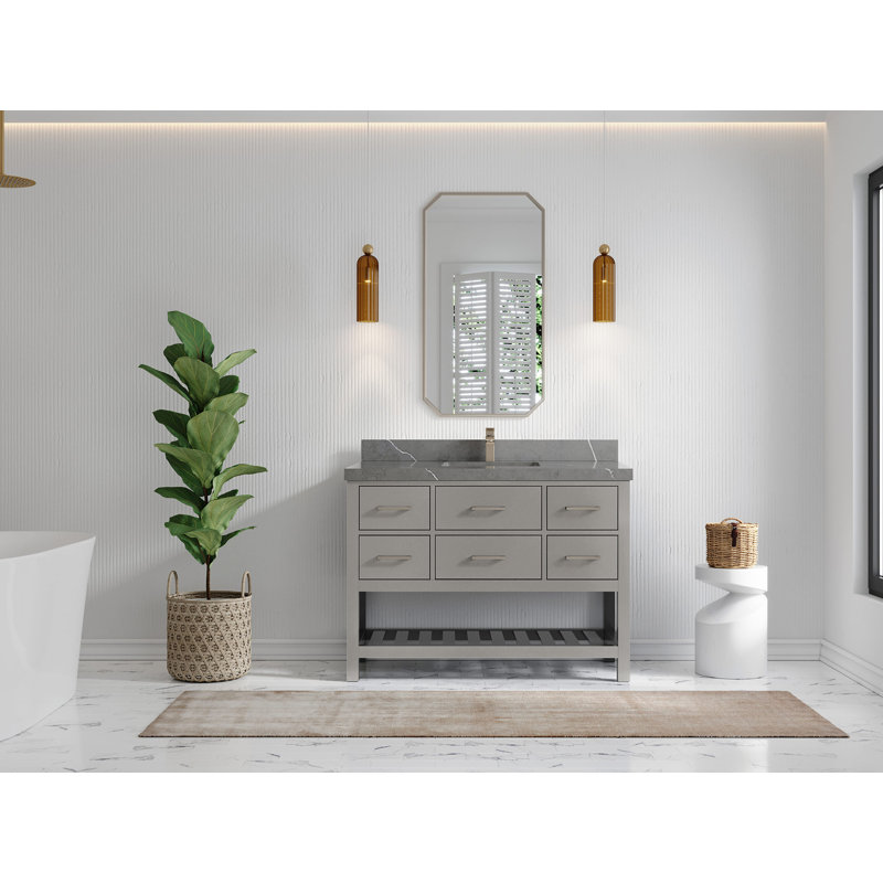 Parker 48'' Single Bathroom Vanity with Top, Piatra Gray