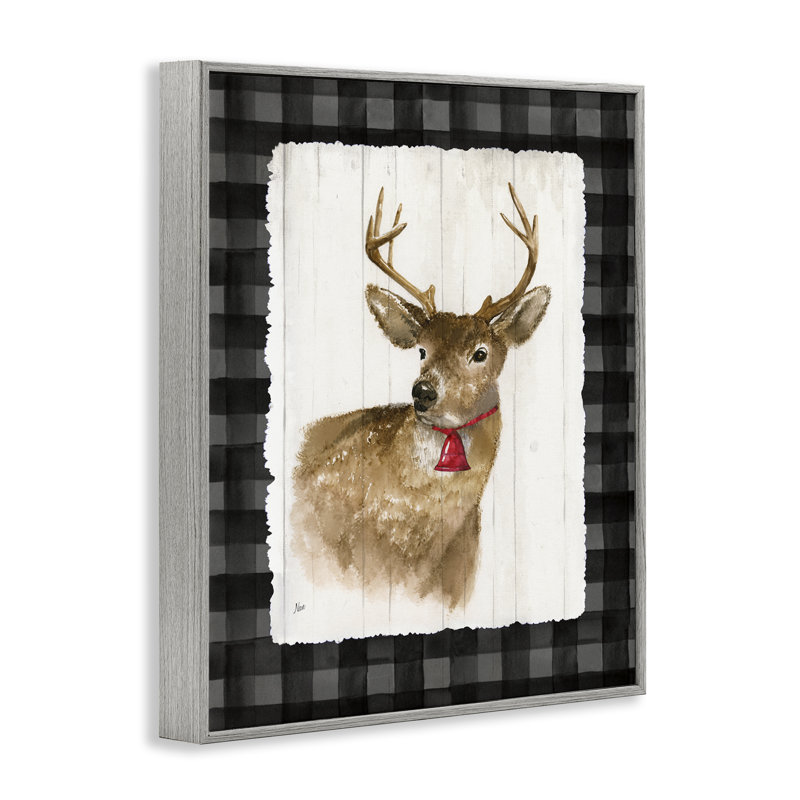 Cerf avec cloche rouge, art giclée par Nan, Estampe numérique Farmhouse, H 24 po x l 30 po