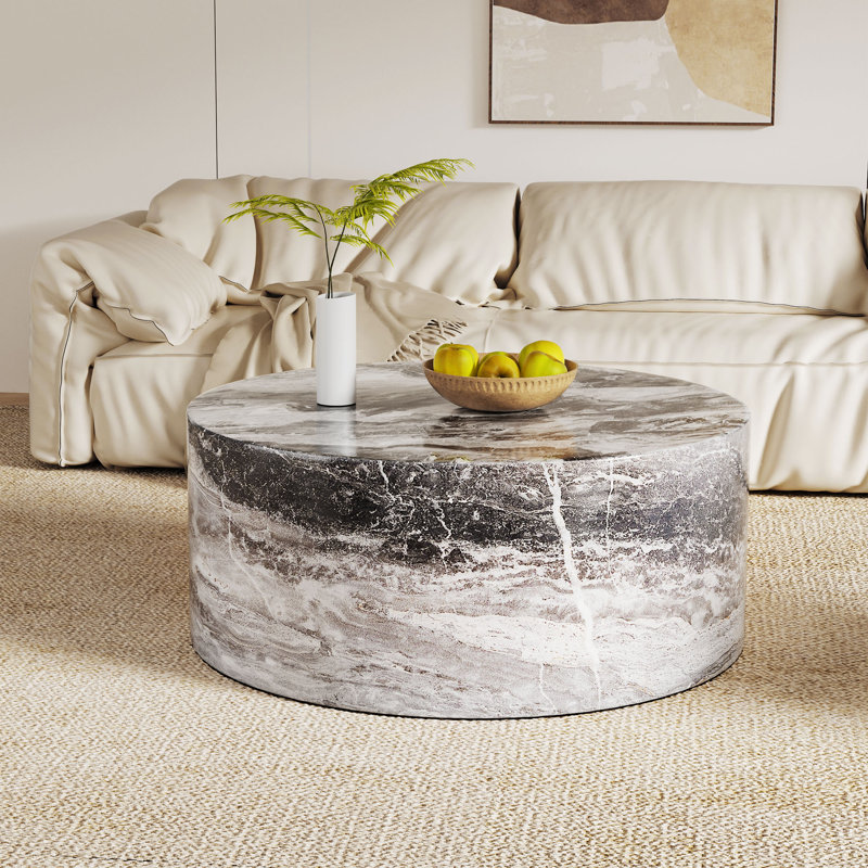 23.6"  Round Coffee Table, Gray, 11.8" H x 23.6" L x 23.6" W