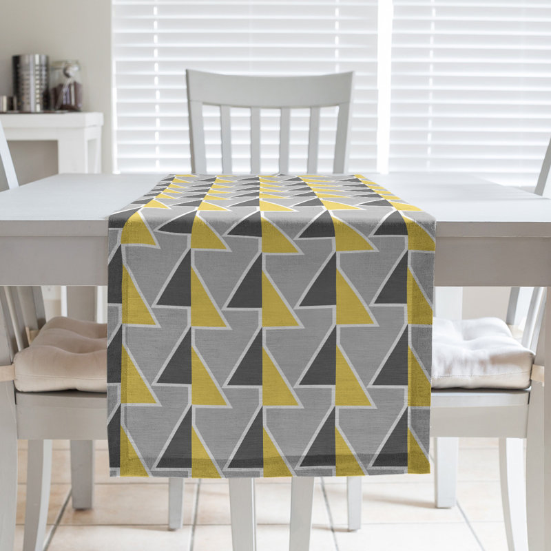 Chemin de table à flèches changeées, 16 po x 72 po, Jaune / gris foncé / gris clair