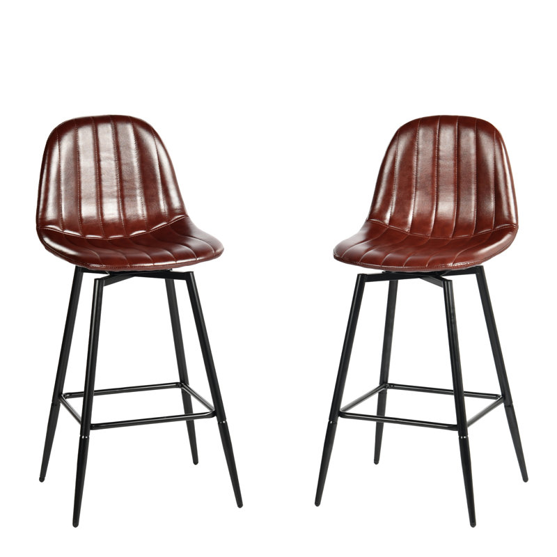 Swivel Upholstered Counter Stool with Metal Frame