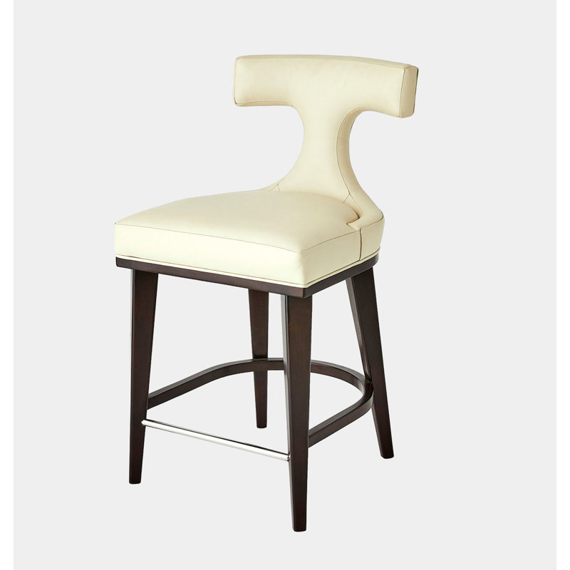 Anvil Back Counter Stool, Ivory Leather