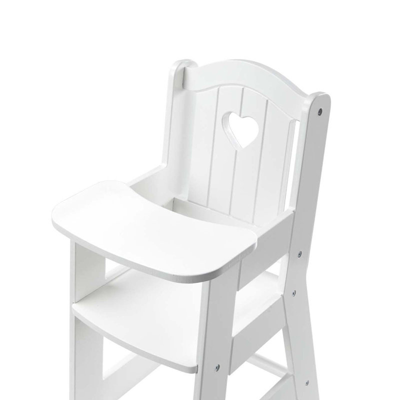 White Wooden Play High Chair for Dolls and Stuffed Animals