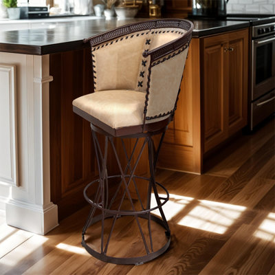 Kiyanah Upholstered Counter Stool with Iron Frame