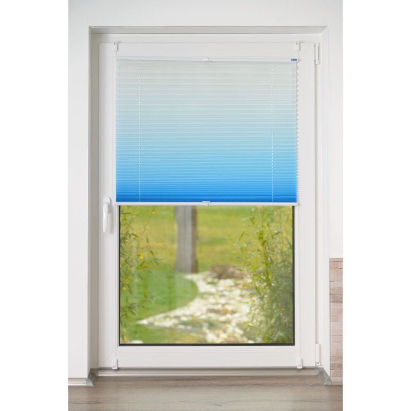 K-home Klemmfix-Plissee Farbverlauf Transparent, 210cm L x 85cm W, Ice Blue