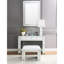 Tabouret de coiffeuse rectangulaire en simili-cristal avec miroir en faux cuir synthétique