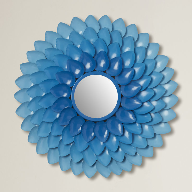 Metal Flat Wall Mirror, Blue