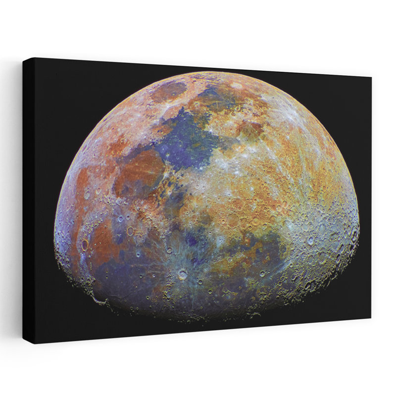 Surface lunaire colorée, paysage abstrait coloré, art mural, H 16 po x l 24 po
