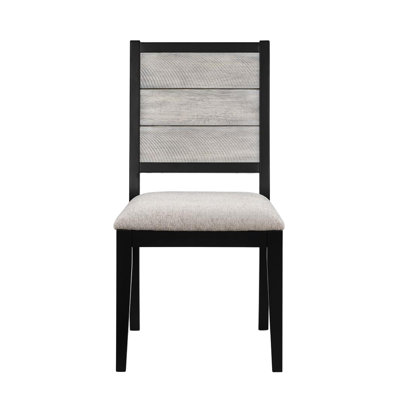 De 2 chaises de salle à manger rembourrées grises et noires, base en contreplaqué solide, assise de 19 pouces, matériau, structure rectangulaire de la pièce, hauteur du siège, mobilier