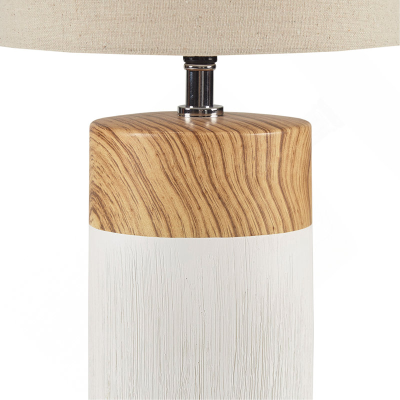 Lampe de table en céramique texturée, Blanc, Beige