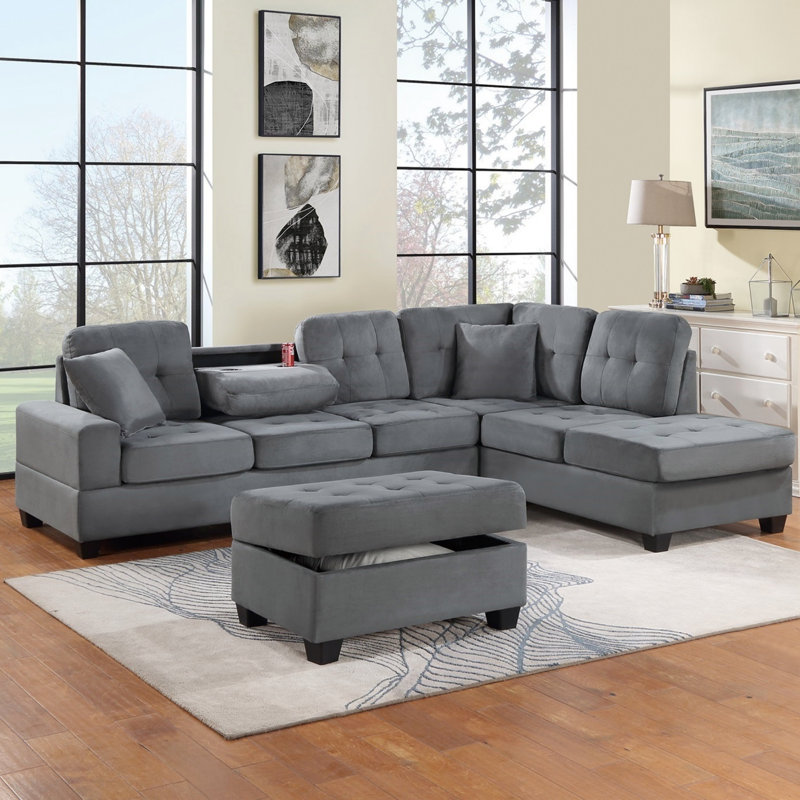 Ensemble de canapé modulaire réversible en microfibre 3 pièces