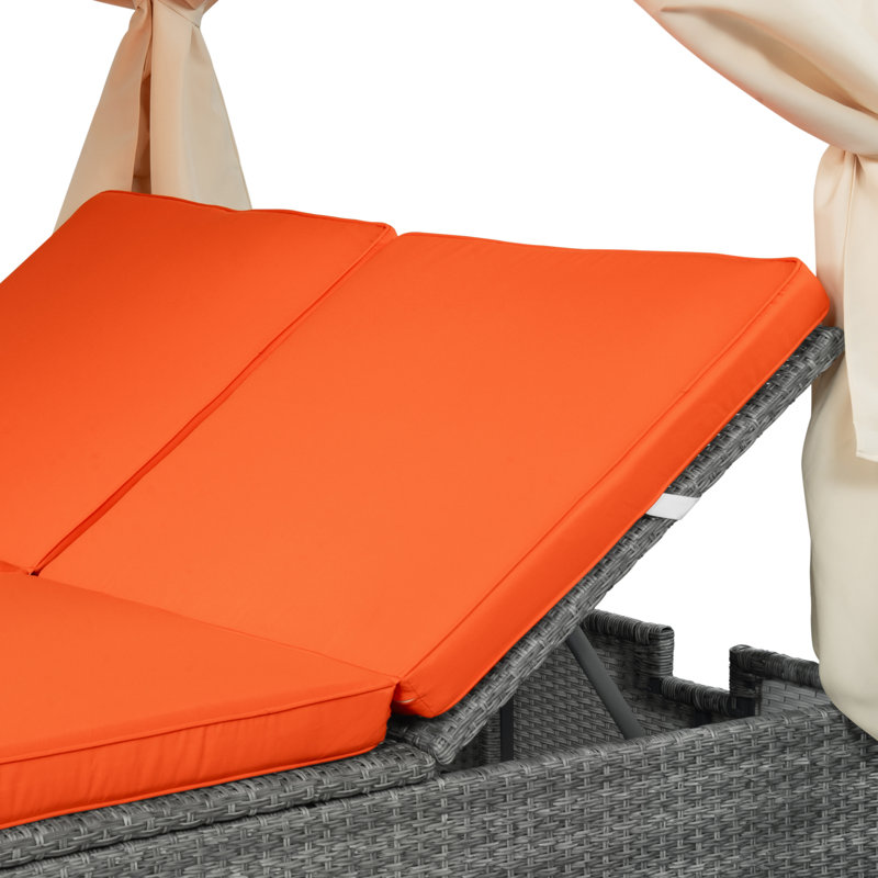 Lit de jour pour terrasse en osier 57,62 ", Orange