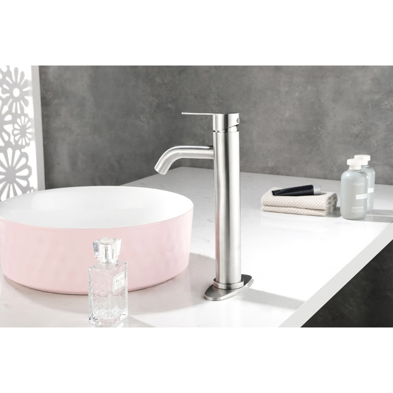 Robinet de lavabo pour salle de bain en nickel brossé - Design moderne, poignée simple, acier inoxydable, installation simple et réglage de la température du meuble-lavabo moderne, lisse