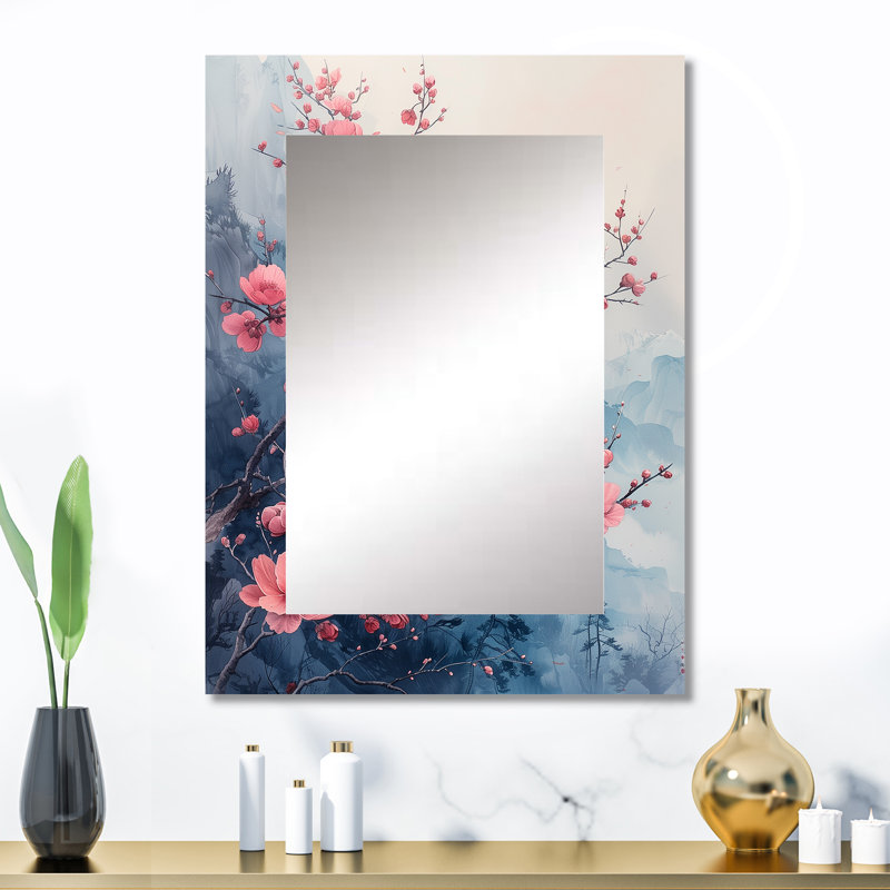 Fleur de cerisier rose et gris, jardin décoratif, 32 po x 24 po