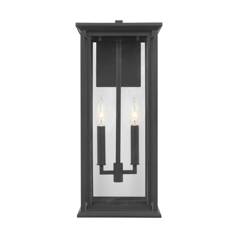 Grande lanterne Audley de Génération Éclairage , Noir texturé, Transparent
