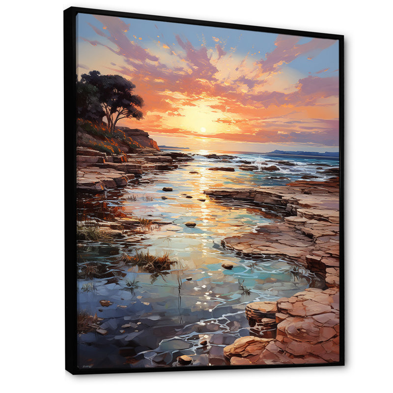 Espagne, coucher de soleil à Ibizas II, reproduction sur toile, H 20 po x l 12 po x P 1 po, Cadre flottant noir