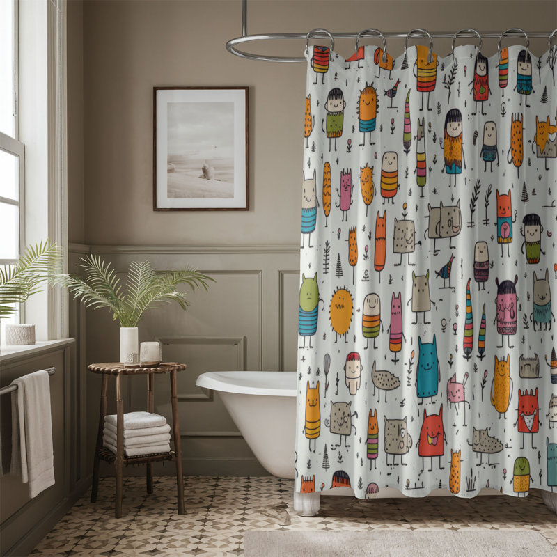 Animated Crew - Premium Shower Curtain, 74"H x 71"W