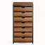 Commode de rangement à 7 tiroirs avec roulettes, coffre industriel en bois avec structure en métal, unité de tiroir mobile pour le bureau, la chambre à coucher, le vestibule, le salon