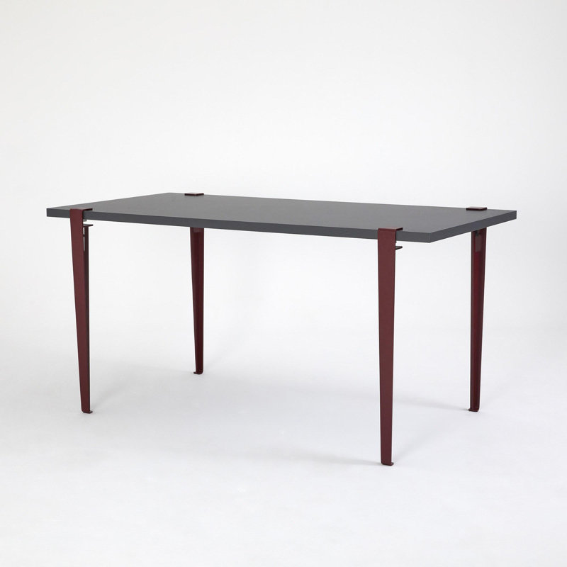 Ferro Beech Rectangular Dining Table, 75cm H x 75cm L x 150cm W, Anthracite, Claret Red