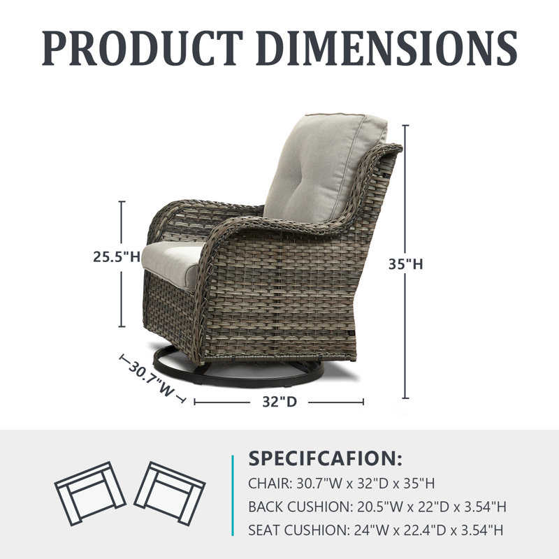 Ensemble de chaises berçantes pour l'extérieur Deb, Beige, Gris