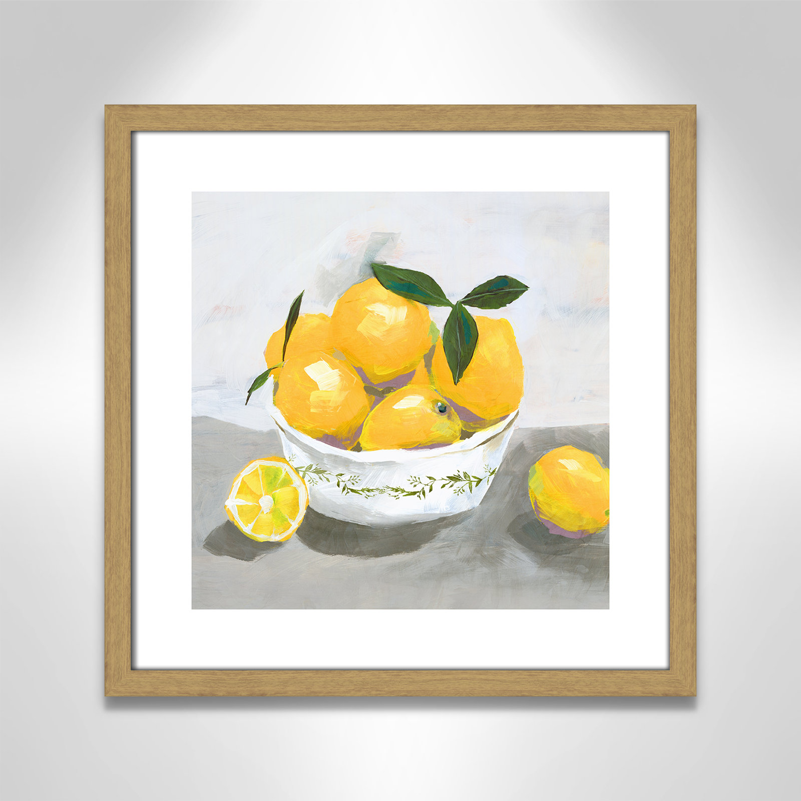 Hayons "Lemons" Painting by Isabelle Z, 18.25" H x 18.25" W x 0.75" D, Beige Wood Framed Paper