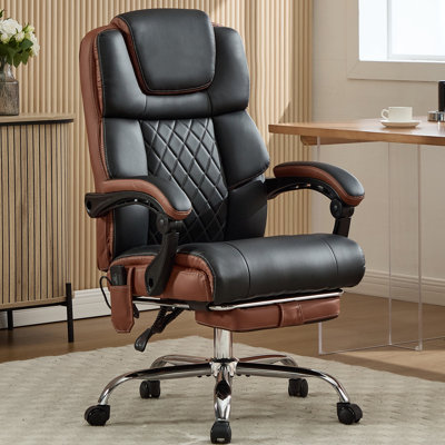 Office Chair with 6-point Vibration Massage and Shoulder Heated,Big and Tall Desk Chair, Reclining Computer Chair.Black